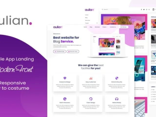 Aulian v2.0 Landing Page Responsive Blogger Template